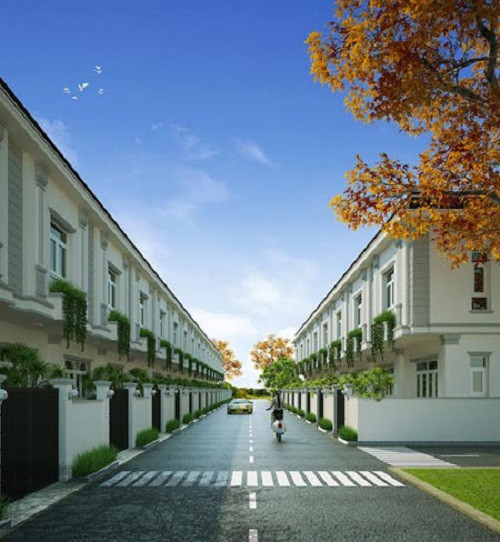 Thiết kế mô phỏng theo kiến trúc Pháp, Green Home được phân lô thành 23 căn nhà liền kề.