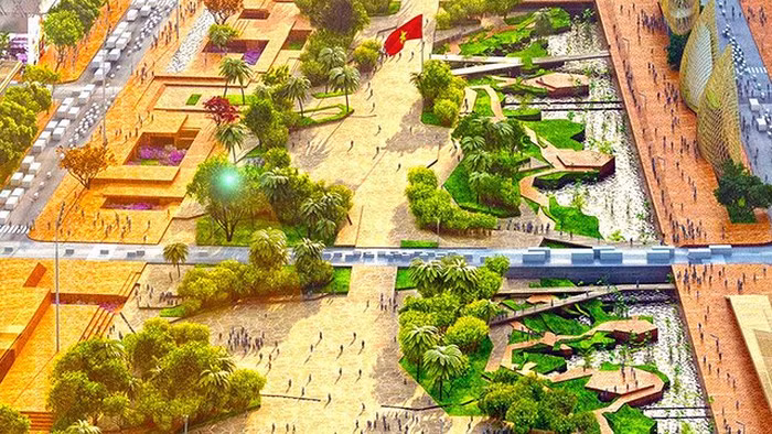 Theo quy hoạch, quảng trường trung tâm quận 2 sẽ là nơi diễn ra các hoạt động giao lưu, tổ chức các lễ hội văn hóa – chính trị và các hoạt động giải trí thường nhật phục vụ người dân thành phố và du khách. Ảnh: Anninhthudo.