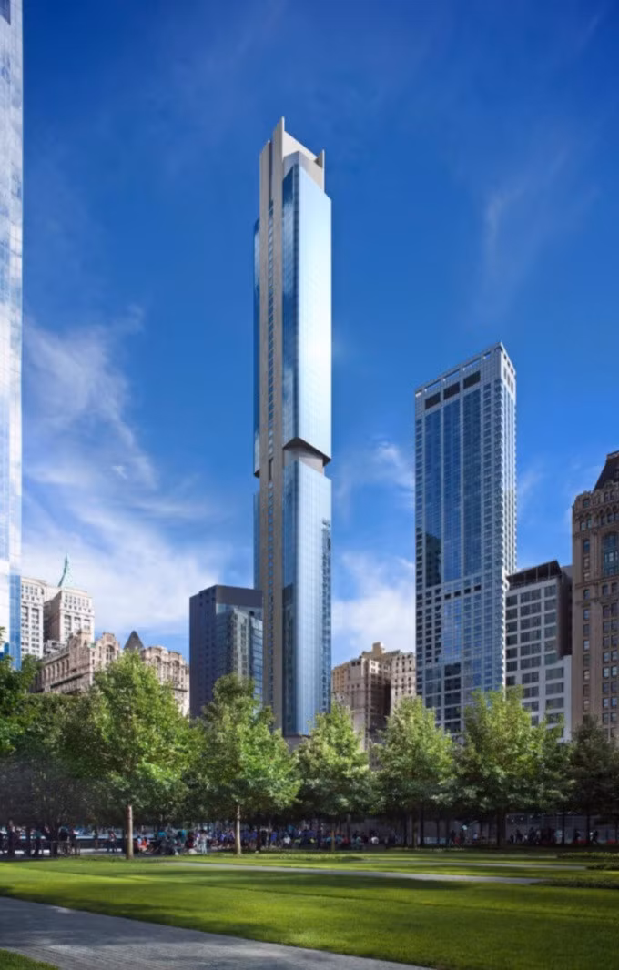 Tòa nhà số 125 Greenwich Street dự kiến hoàn thành vào năm 2019, cao 278 m, gấp 14 lần bề ngang của tòa nhà. 273 căn hộ cao cấp thuộc tòa nhà này đã được giới thiệu ra thị trường hồi tháng 10 năm 2017 với giá đắt đỏ, gần 1,3 triệu USD cho căn hộ 39 m2.