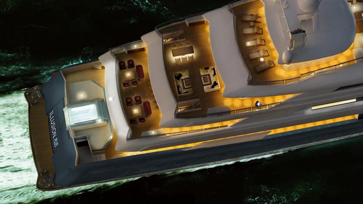 Du thuyền này được chế tạo với các chuyên gia cố vấn hàng đầu thế giới như Rainsford Mann Design về ngoại thất và Sinot Yacht Design về nội thất.