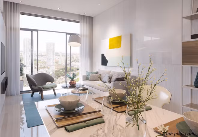 Mỗi căn hộ 4 phòng ngủ của dự án có ban công kính thông thoáng, rộng mở với chiều dài 8,8 m, mở ra góc nhìn xanh mát cho cư dân.