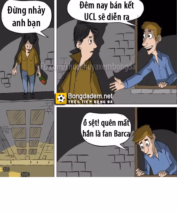 Chỉ vì nhắc đến nỗi đau không được dự bán kết C1 mà các fan Barca cảm thấy "rỉ máu". Ảnh: Thức khuya xem bóng đá