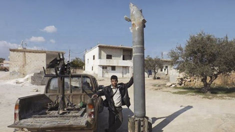 Phần còn lại của quả đạn 9M55K Smerch được thu giữ tại Syria. Phần còn lại của quả đạn 9M55K Smerch được thu giữ tại Syria.