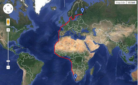 Hải trình tàu ngầm Hà Nội từ St Petersburg đi qua mũi Hảo Vọng. Hải trình tàu ngầm Hà Nội từ St Petersburg đi qua mũi Hảo Vọng.