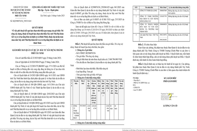 Tay Ninh: Cty Truong Chinh Phat trung goi thau thi cong hon 3,5 ty-Hinh-3