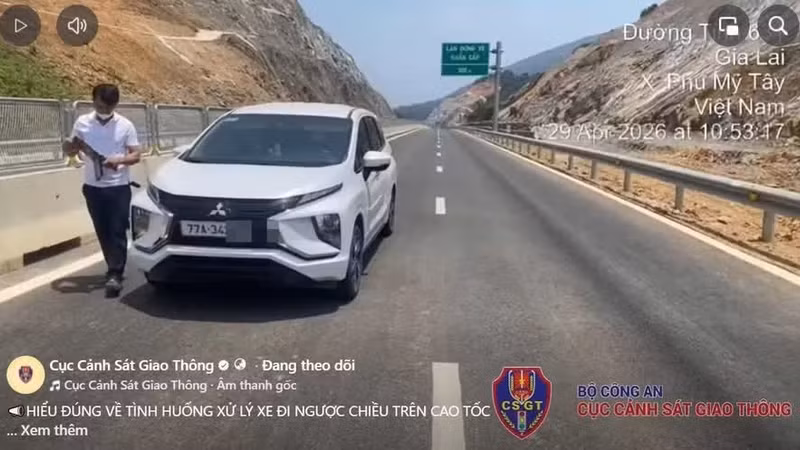 Xử phạt tài xế chạy ngược chiều trên cao tốc Hoài Nhơn - Quy Nhơn