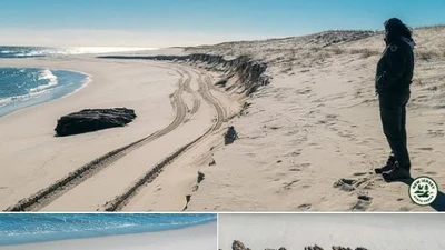 Xác tàu cổ từ thế kỷ 19 bất ngờ trồi lên sau hơn 100 năm dưới cát