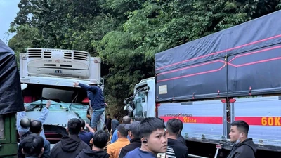 Lâm Đồng: Hai xe tải va chạm trực diện trên đèo Bảo Lộc