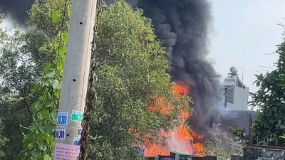 Cháy xưởng nhựa, pallet tại xã Đông Thạnh