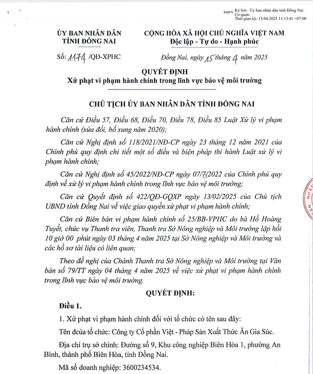 Chủ thương hiệu Cám Con Cò bị phạt 780 triệu đồng, buộc di dời và nộp lợi bất hợp pháp Chu thuong hieu Cam Con Co bi phat 780 trieu dong, buoc di doi va nop loi bat hop phap
