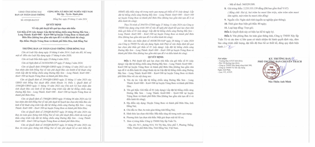 Cong ty Tuan Tu trung 3 goi thau tai Dong Nai voi ty le tiet kiem 30-40%