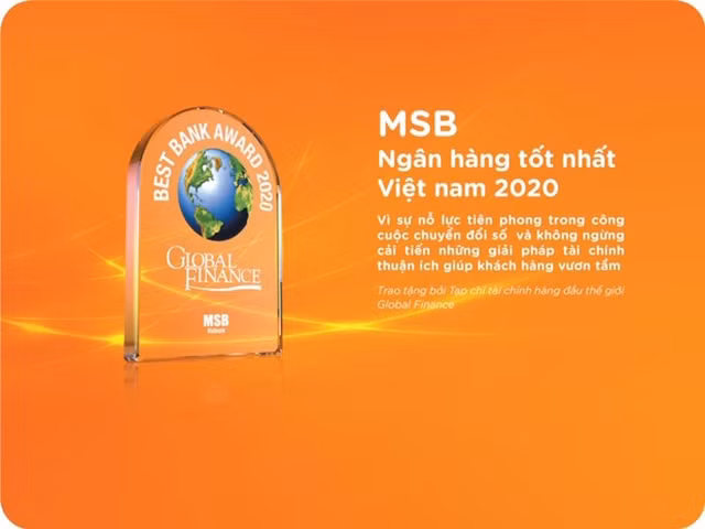 MSB duoc vinh danh la ‘Ngan hang tot nhat Viet Nam nam 2020’