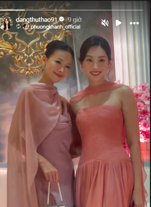 Phương Khánh còn hội ngộ Hoa hậu Đặng Thu Thảo trong đám cưới Tiên Nguyễn. Ảnh: FB Đặng Thu Thảo.