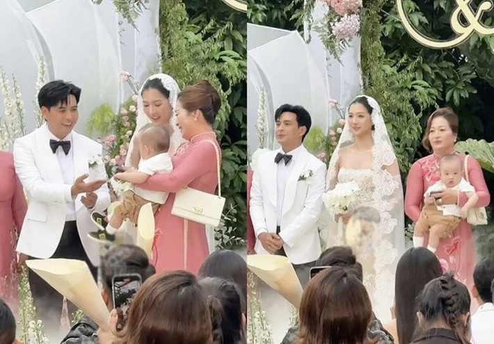 Con trai Hồ Quang Hiếu và Tuệ Như có mặt trong hôn lễ. Hiện tại, cậu nhóc được 9 tháng tuổi. Ảnh: Người Đưa Tin.