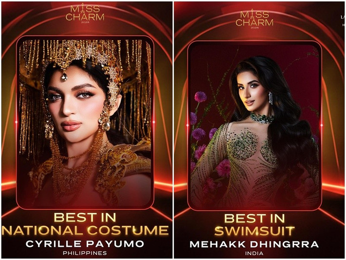 Giải quốc phục thuộc về đại diện Philippines. Đại diện Ấn Độ đoạt giải Thí sinh trình diễn áo tắm đẹp nhất. Ảnh: Miss Charm.
