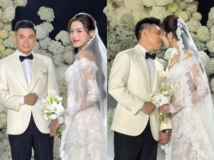 Đỗ Thị Hà trao nhau nụ hôn ngọt ngào trong đám cưới. Ảnh: Người Đưa Tin.