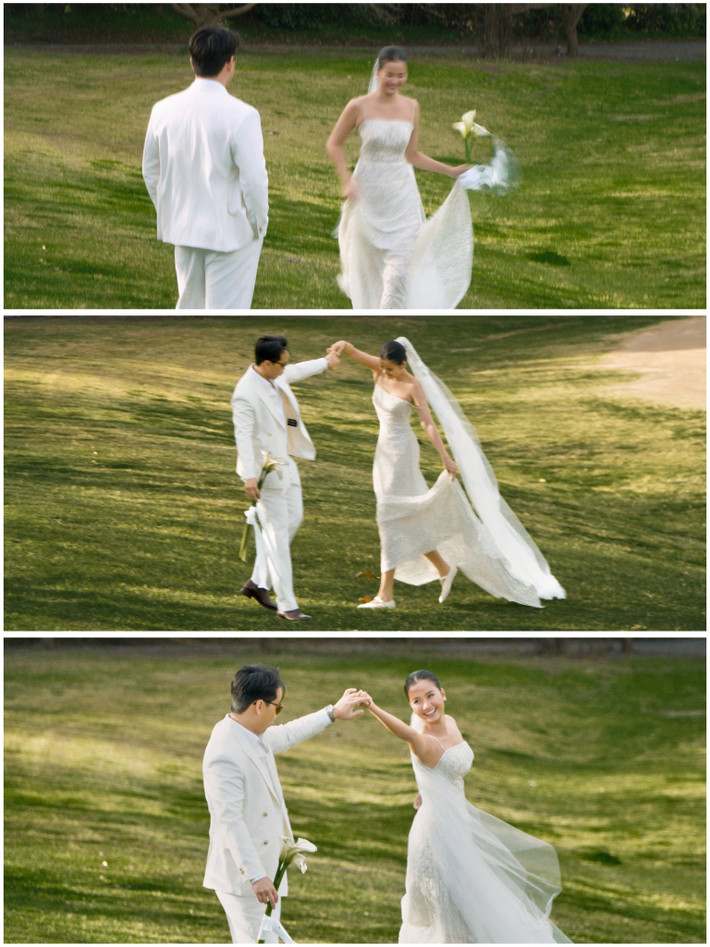 ...Là khi mình dạo phố, cùng cười vang giữa đám đông. Là khi ngồi ăn một bữa cơm giản dị mà vẫn thấy vui như lễ hội. Tình yêu của mình không rực rỡ, nhưng đủ ấm để đi qua năm tháng. Anh. Người cùng em đi qua từng ngày, vừa là bạn, vừa là người yêu, và bây giờ là người chồng em luôn trân quý", Hương Ly viết.