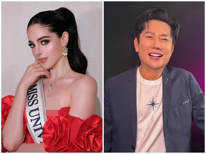 Theo tờ The Economic Times, trong buổi trao sash cho thí sinh Miss Universe 2025, Nawat Itsaragrisil - trưởng ban tổ chức Miss Universe 2025 tại Thái Lan - chất vấn đại diện Mexico Fatima Bosch về việc vắng mặt trong buổi chụp hình với nhà tài trợ. Ảnh: Instagram Fatima Bosch, FB Nawat Itsaragrisil.