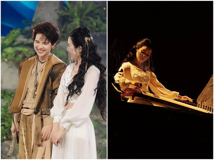 Trong tập 11 chương trình Anh trai say hi vừa lên sóng, Bí Đỏ trình diễn đàn tranh, hỗ trợ tiết mục của nhóm Vũ Cát Tường. Ảnh: FB Vũ Cát Tường.