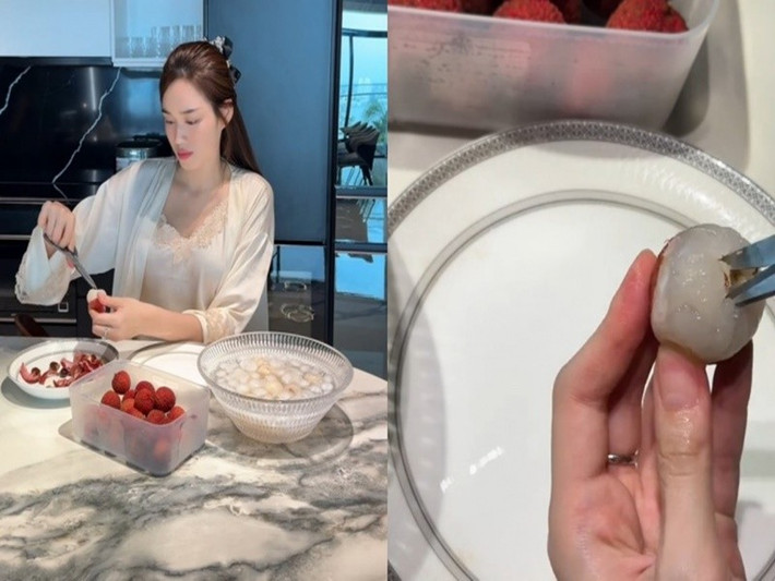 Đỗ Thị Hà ngày càng chăm chỉ nấu ăn. Tháng 7/2025, cô chia sẻ clip làm món khúc bạch vải. Ảnh: Gia Đình Xã Hội.