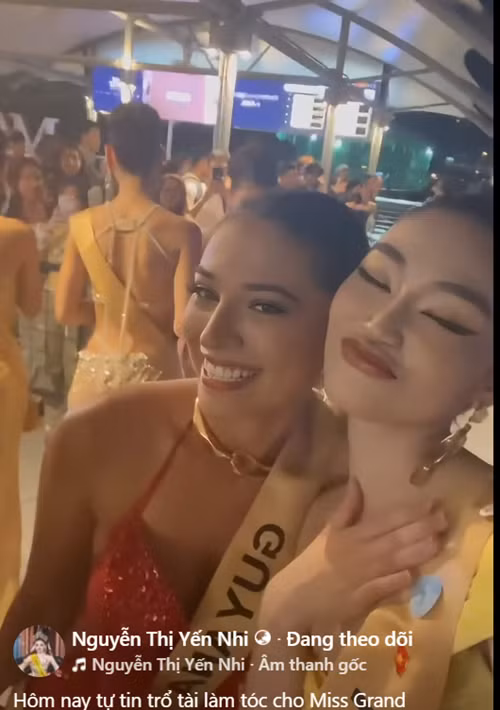 Đại diện Guyana được Yến Nhi làm tóc, cho mượn đồ. Ảnh: FB Yến Nhi.