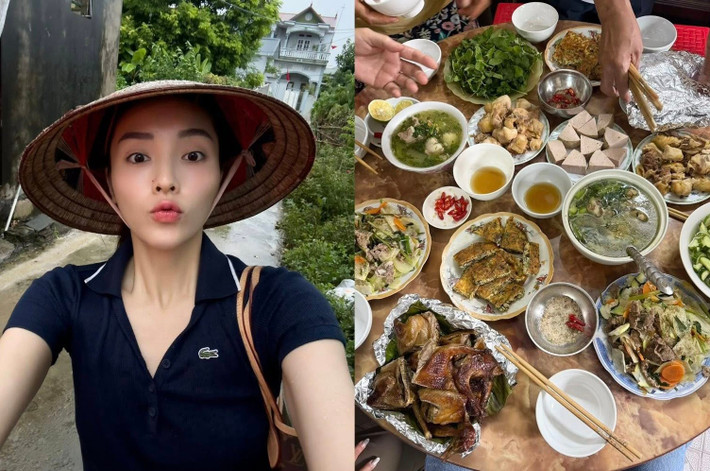 Nàng hậu khoe bữa cơm đầm ấm ở quê nhà vào kỳ nghỉ lễ. Ảnh: FB Kỳ Duyên.