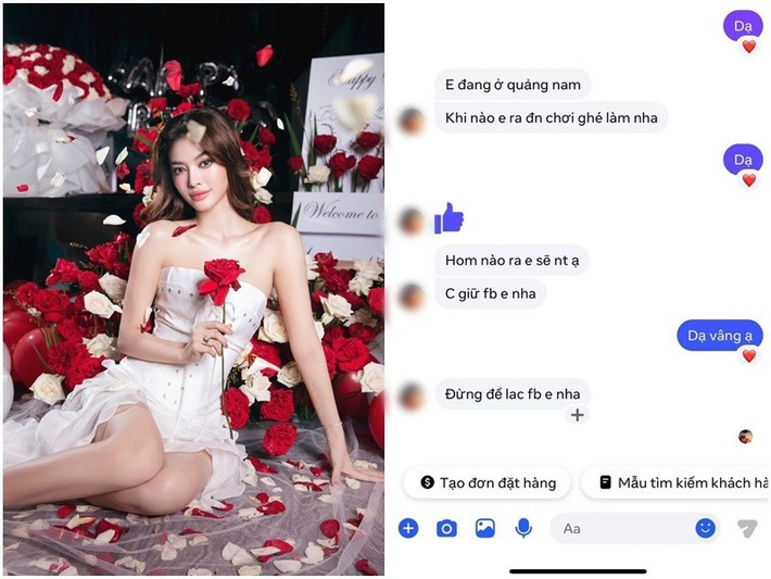 Chiều ngày 30/6, Á hậu Kiều Loan đăng tải ảnh chụp tin nhắn của một tài khoản Facebook mạo danh nàng hậu để đặt lịch với một chủ tiệm làm móng. Ảnh: FB Kiều Loan.