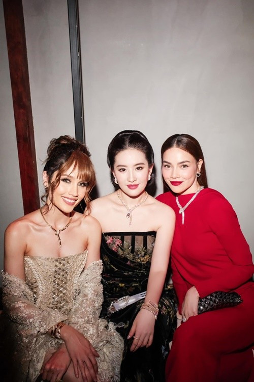 Tháng 1/2025, Hà Hồ dự sự kiện nước ngoài. Cô khoe hình ảnh chung khung hình với Anne Hathaway và Lưu Diệc Phi.