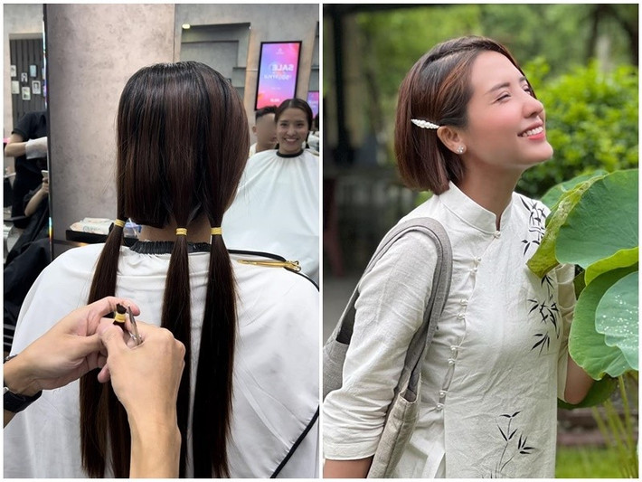 Sau khi hiến tóc vào năm 2022, Á hậu Khánh Phương xuống tóc tu tập một tháng. Ảnh: FB Khánh Phương.