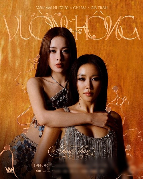 Văn Mai Hương hợp tác cùng Chi Pu và Hà Trần trong MV Vườn hồng. Ảnh: FB Văn Mai Hương.