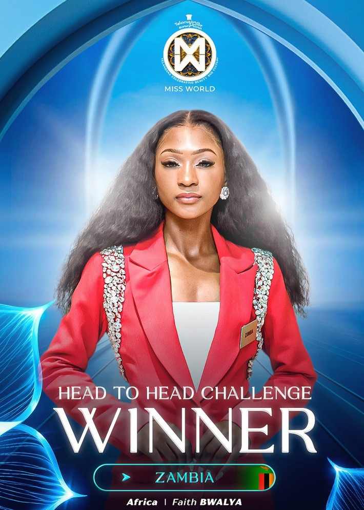 Đại diện Zambia - Faith Bwalya là thí sinh giành chiến thắng ở khu vực châu Phi trong phần thi Thử thách đối đầu. Ảnh: Miss World.