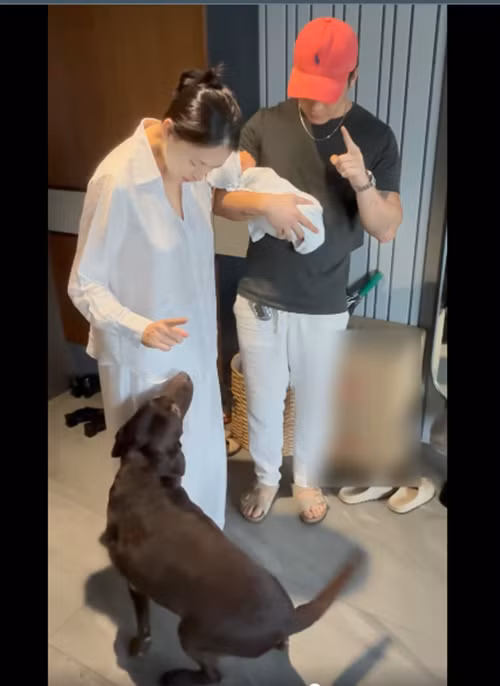 Nam diễn viên khéo léo bồng bế con một phần nhờ tham gia lớp học tiền sản. Ảnh: FB Ngô Thanh Vân.