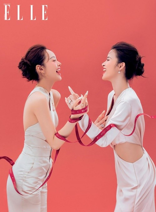 Theo Minh Hằng, cô và Đông Nhi khác nhau về phong cách nhưng giống nhau về quan điểm sống nên có thể ngồi lại với nhau mà tâm tình được. Ảnh: Elle.