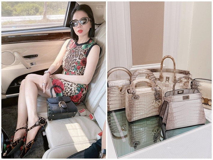 Nữ ca sĩ có 5 chiếc túi Hermes bạch tạng, mỗi chiếc giá tiền tỷ. Ảnh: FB Lệ Quyên.