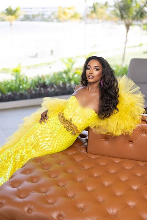 Nhiều cư dân mạng khen ngợi đại diện Jamaica đẹp lộng lẫy như một nữ hoàng khi diện váy cúp ngực đuôi cá. Ảnh: Miss Universe Jamaica.