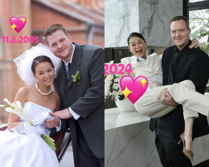 Ngọc Nga và chồng ngoại quốc giữ được tình cảm mặn nồng suốt 20 năm qua. Ảnh: FB Ngọc Nga.