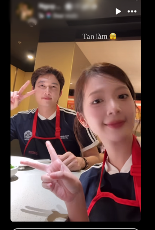 Ngọc Huyền vừa khoe khoảnh khắc đi ăn cùng Đình Tú sau một buổi livestream. Ảnh: FB Ngọc Huyền.