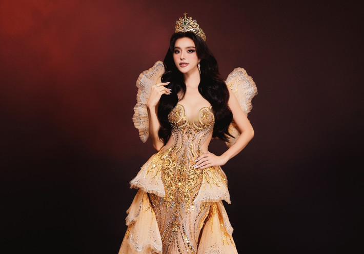 Hạnh Nguyên sẽ diện trang phục của NTK Nguyễn Minh Tuấn cho khoảnh khắc final walk. Ảnh: FB Hạnh Nguyên.