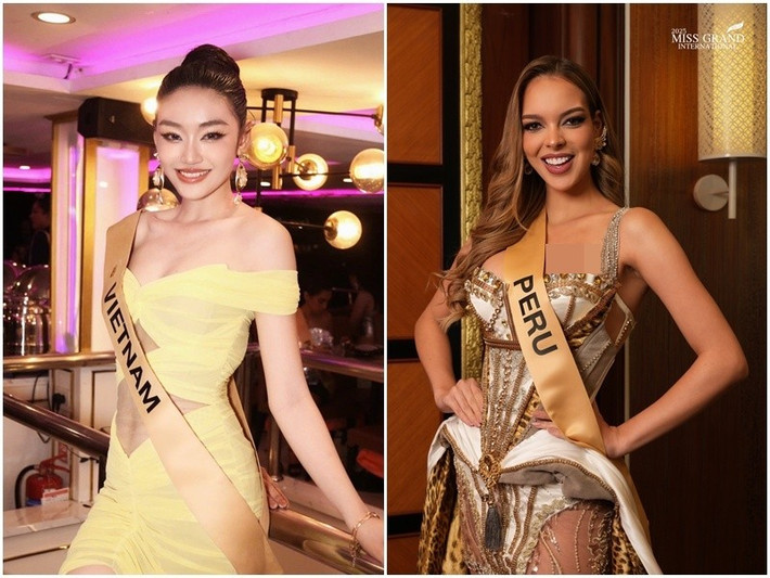 Yến Nhi đang mất điểm khi liên tục có phát ngôn gây tranh cãi. Trước Yến Nhi, Flavia Lopez - đại diện Peru cũng gây xôn xao vì 'vạ miệng'. Ảnh: FB Yến Nhi, Miss Grand International.