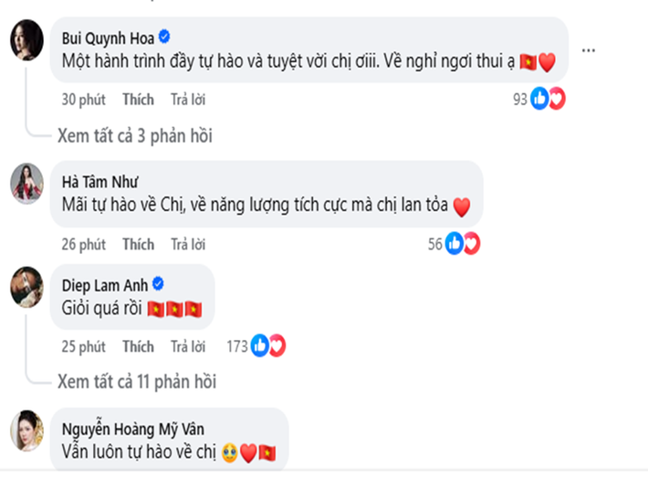 Bùi Quỳnh Hoa và Hà Tâm Như cũng an ủi Hương Giang khi trượt top 30. Ảnh: FB Hương Giang.
