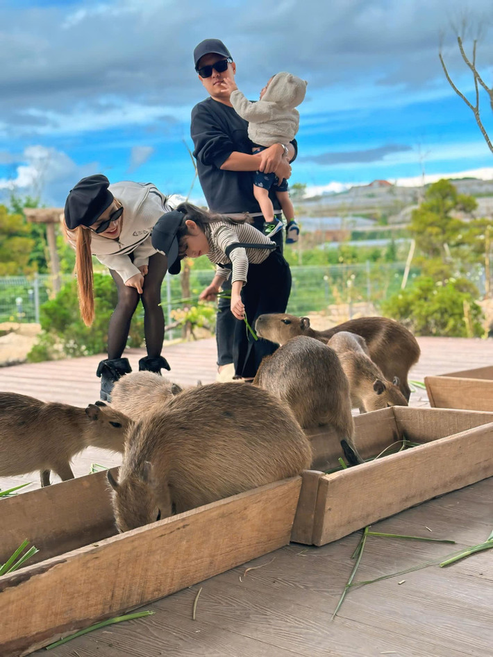 Trường Giang và Nhã Phương từng giấu mặt các nhóc tì của mình. Ảnh: FB Trường Giang.