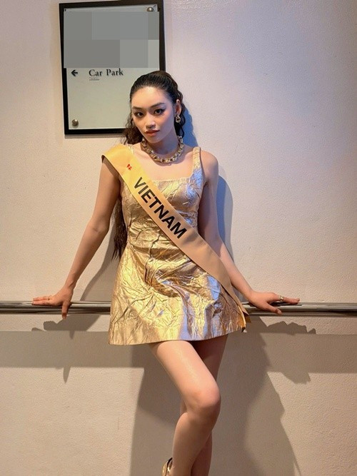 Trong ngày thứ 4 ở cuộc thi, đại diện Việt Nam khoe vóc dáng trong chiếc váy ngắn. Ảnh: FB Yến Nhi.