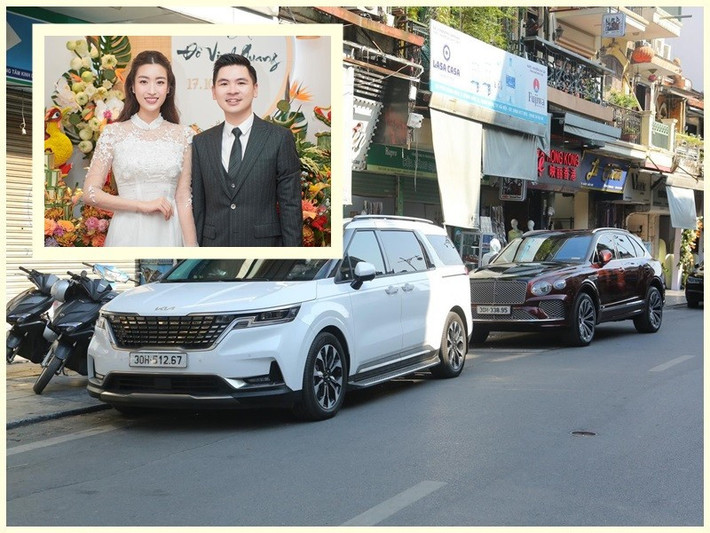 Lễ cưới hỏi của Hoa hậu Đỗ Mỹ Linh cũng được tổ chức hoành tráng. Trong đám hỏi của người đẹp và thiếu gia Đỗ Vinh Quang, dàn xe sang xuất hiện. Ảnh: Tiền Phong.