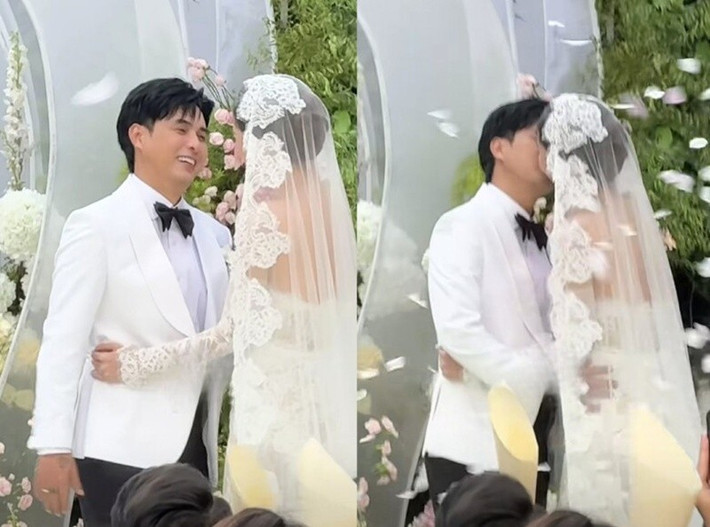 Theo Znews, Hồ Quang Hiếu chia sẻ, ở nhà hôn vợ rất nhiều nhưng trước đông đảo người thân và bạn bè thì có phần ngại ngùng. Ảnh: Người Đưa Tin.