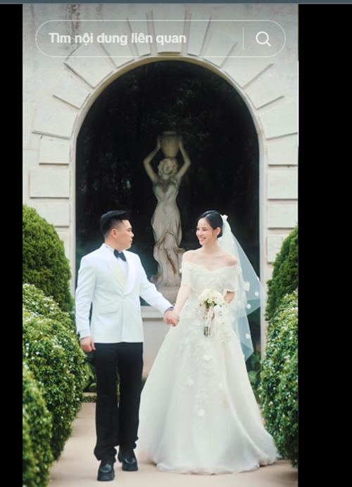 Trên trang cá nhân TikTok, Hương Liên đăng tải video bên chồng. Cô chú thích: "Hai trái tim cùng đan lấy nhau". Ảnh: TikTok Hương Liên.