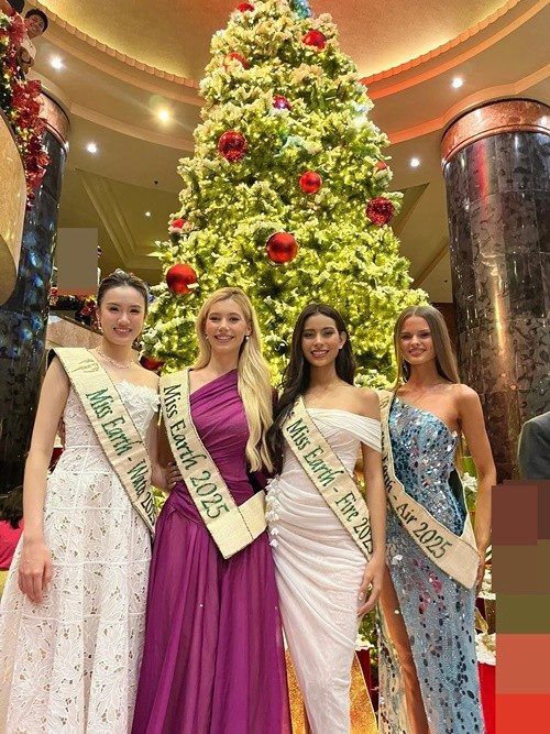 Top 4 Miss Earth 2025 thân thiết, cùng tham gia không ít hoạt động sau chung kết. Ảnh: Miss Earth.