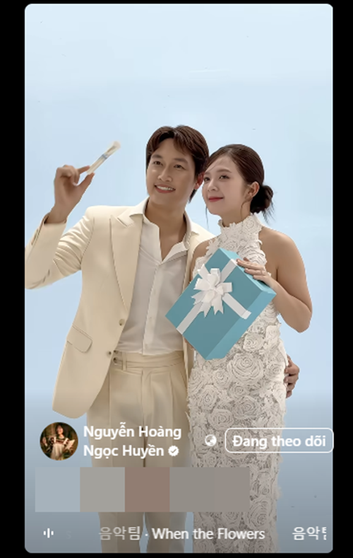 Cuộc sống vợ chồng son của Đình Tú và Ngọc Huyền đầy ngọt ngào. Mới đây, cặp đôi tình tứ trong một buổi quay quảng cáo. Ảnh: FB Ngọc Huyền.