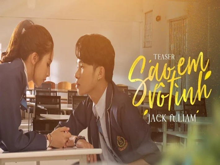 Trong Sao em vô tình, Thiên An và Jack vào vai học sinh. Ảnh: Saostar.