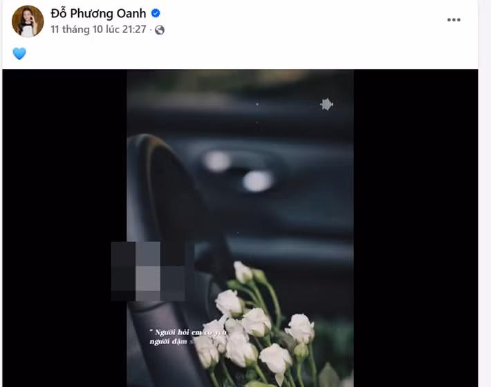 Trước thông tin Shark Bình bị bắt, Phương Oanh chưa có động thái mới trên mạng xã hội. Ít ngày trước, cô gây chú ý khi đăng tải đoạn clip sử dụng ca khúc Ánh trăng nói hộ lòng tôi đồng thời sử dụng biểu tượng trái tim. Ảnh: FB Phương Oanh.