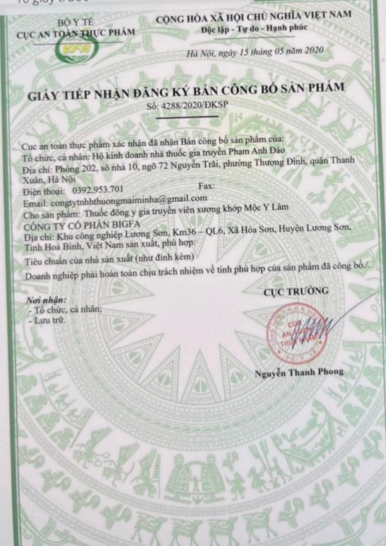 Cuc An toan Thuc pham canh bao thuoc dong y gia mao giay to